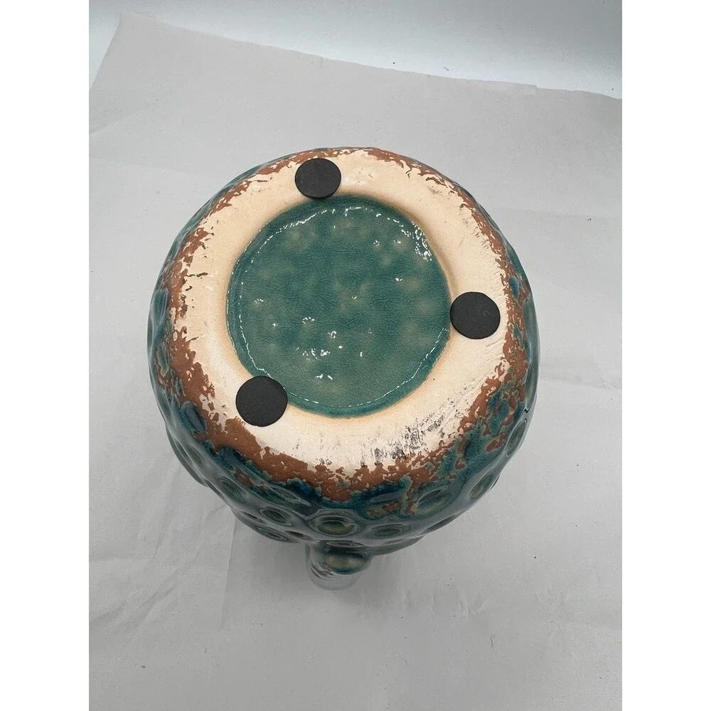 Turquoise Blue Creamer Pitcher Textured 8”
